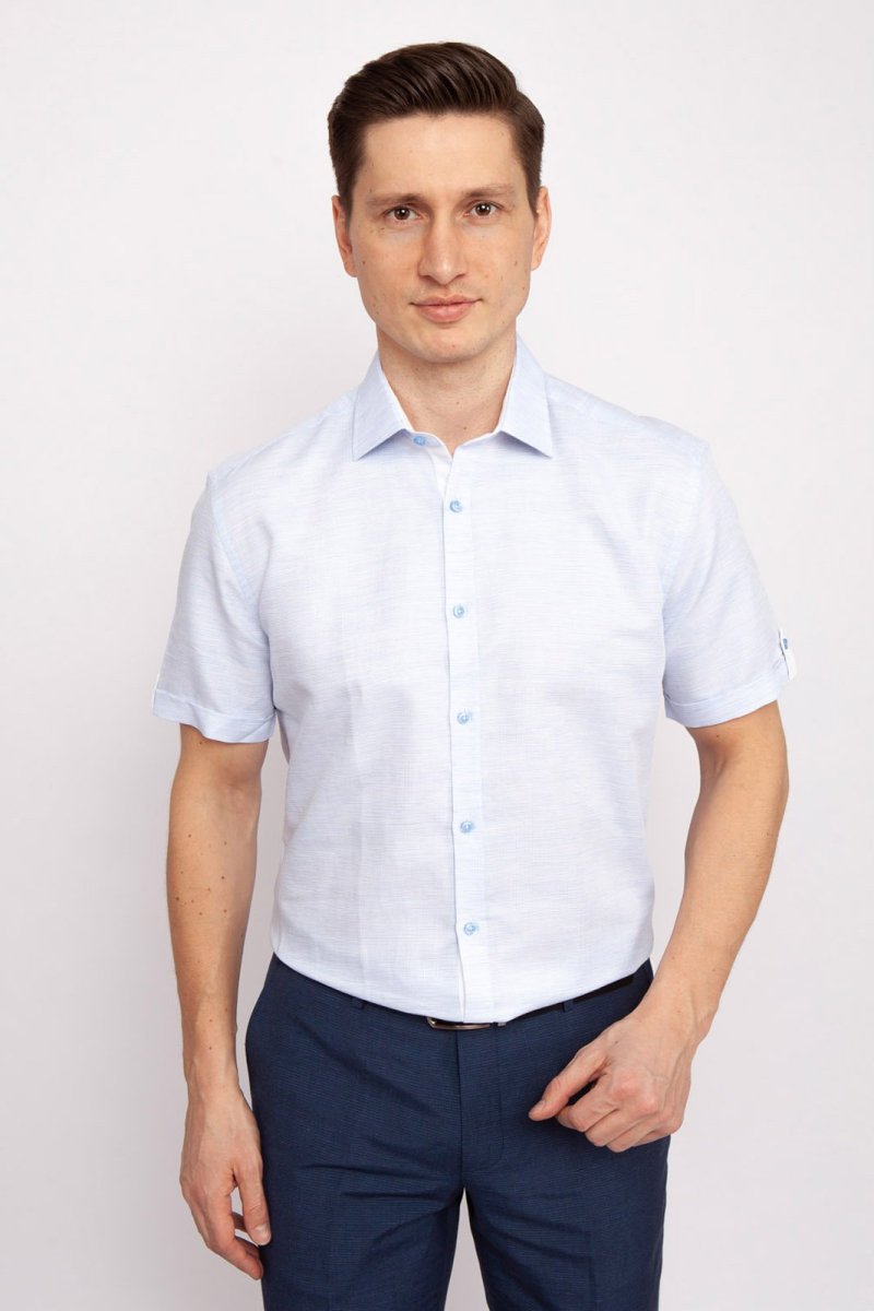 Kanzler Рубашка прямая из хлопка и льна с коротким рукавом KANZLER
